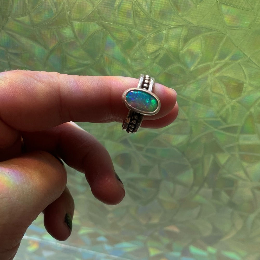 Australian boulder opal ring- sterling silver